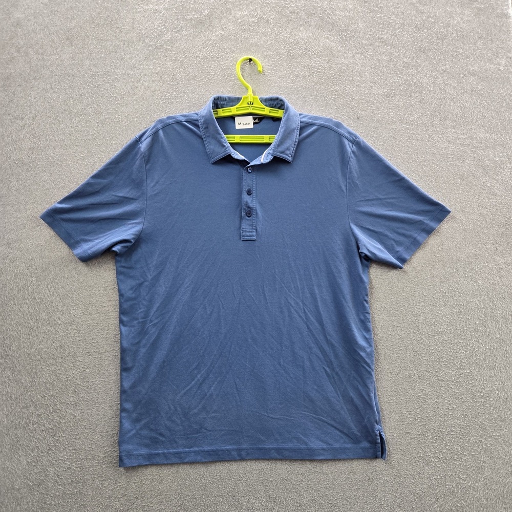 Travis Mathew Men Polo L Blue Button Short Sleeve